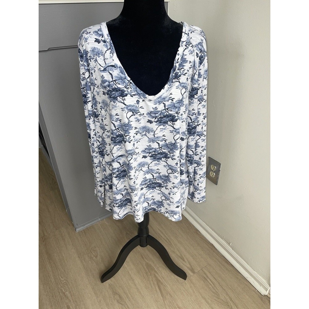 J Jill XL Floral Print Long Sleeve Blouse